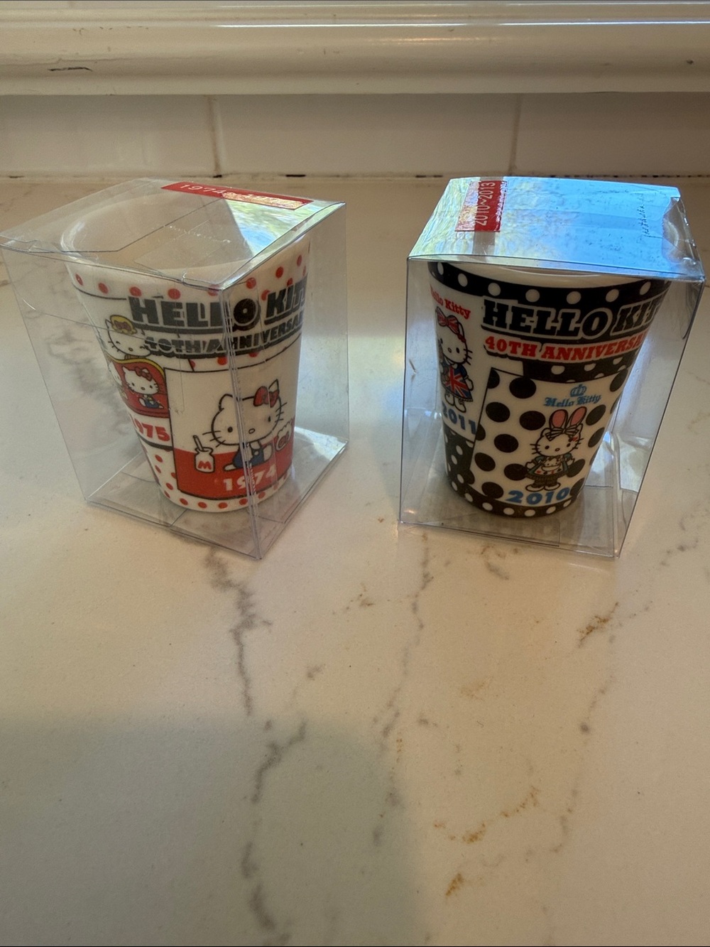 Hello Kitty Red and Black 40th Anniversary Shot glasses Set NIB